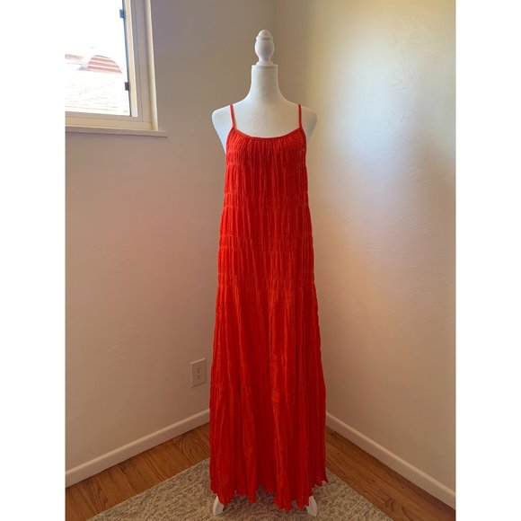 BB Dakota Roman Holiday Ruffled Maxi Dress - Hibiscus Red - S